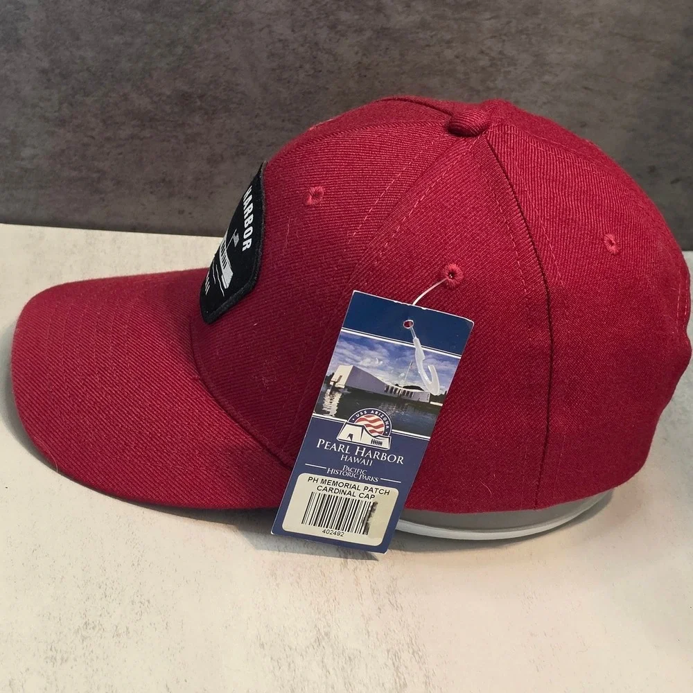Pearl Harbor Hawaii Pacific Historic Parks Snapback Hat Memorial Patch Cardinal